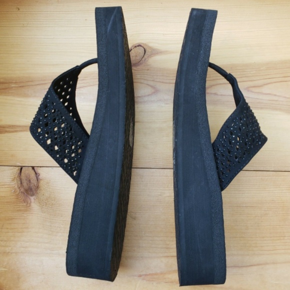 Skechers 9 Yoga Foam Flip Flop Wedge Rhinestone - Picture 5 of 7